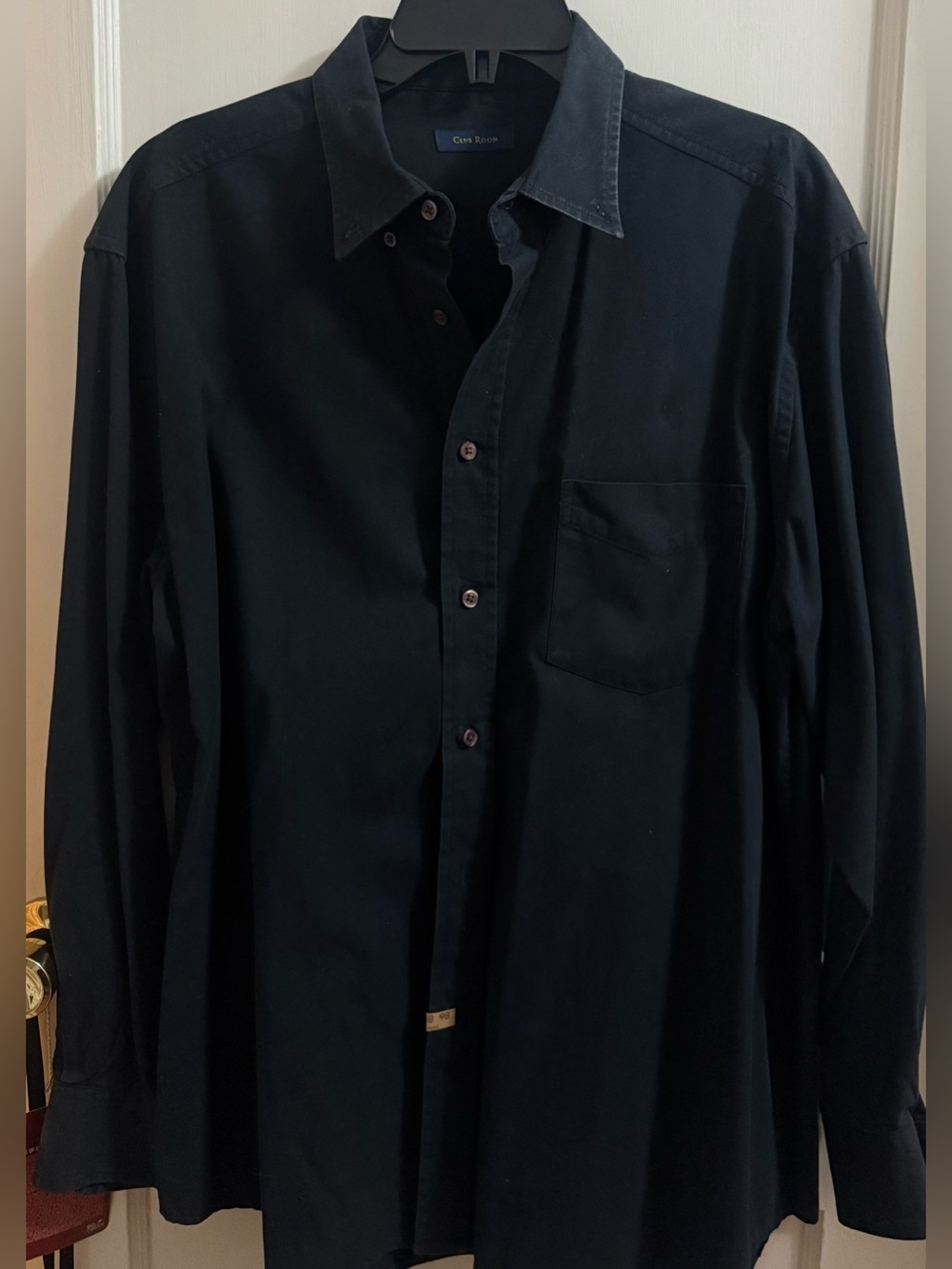 Club Room Black Long-Sleeve Button-Down Dress Shirt Size Large